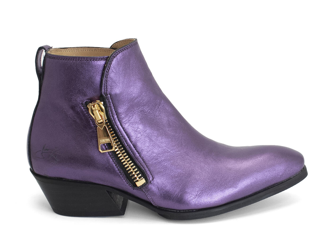 Joplin: Men’s Purple Zip-up ankle boot: Profile outside