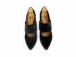 Joyride Black Wide Strap Platform Heels: Front
