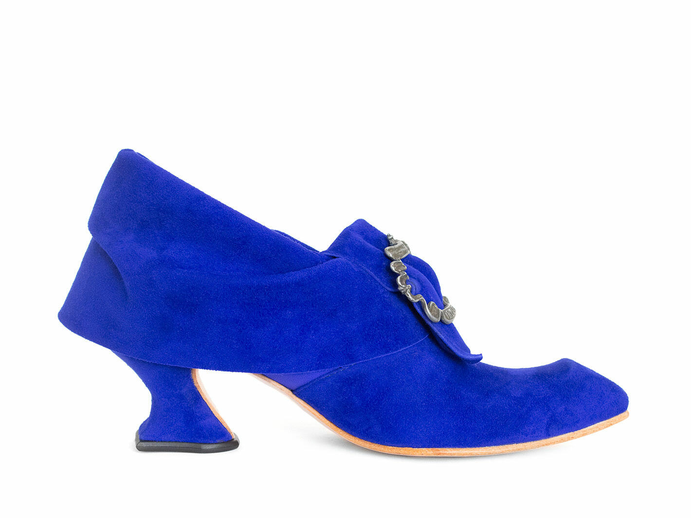 Juliette Royal Blue Pumps with a Ruffle Buckle: Profile inside