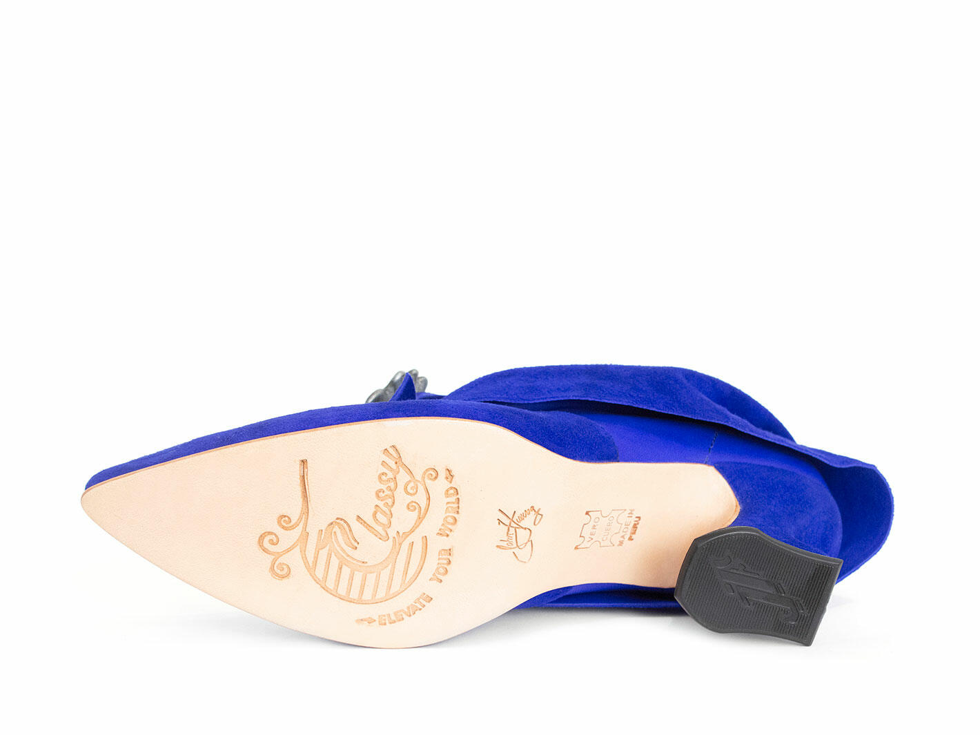 Juliette Royal Blue Pumps with a Ruffle Buckle: Sole