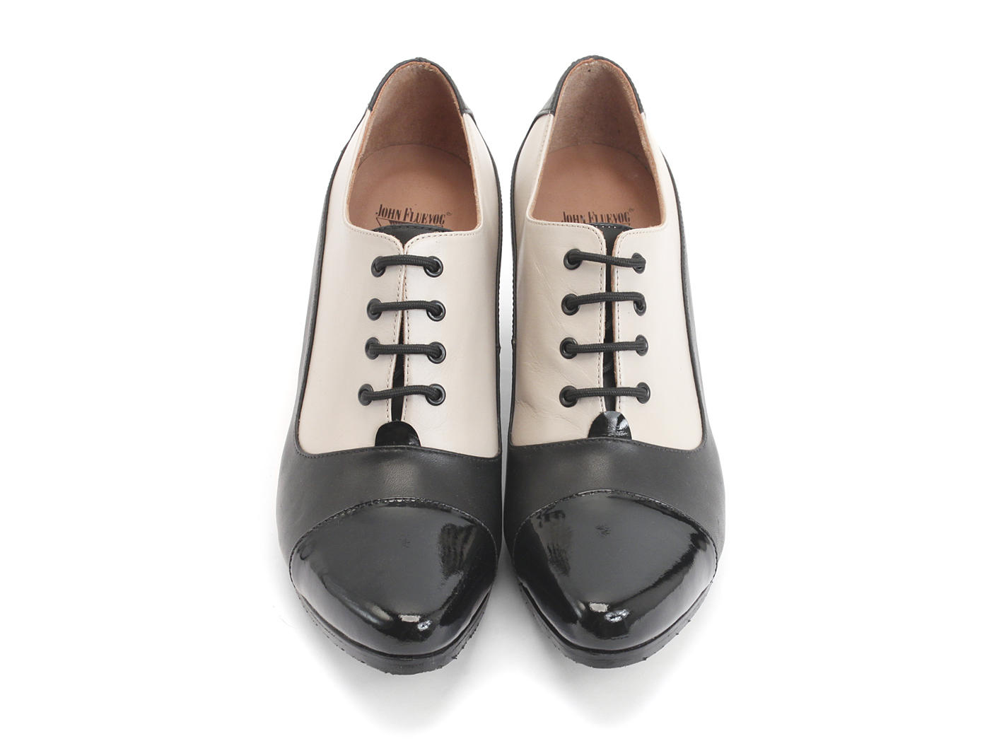 K2 Black & Cream Two-Toned Oxford Heel: Front