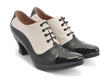 K2 Black & Cream Two-Toned Oxford Heel: Quarter view