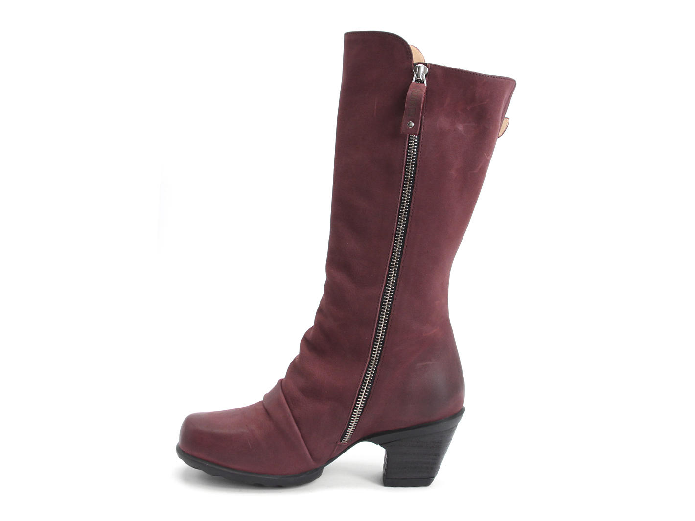 Kanawa Burgundy Slouchy Leather Boot: Profile inside