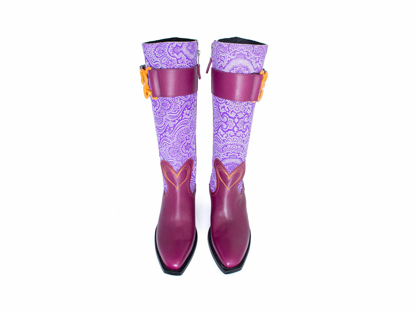 Kay Purple Paisley Tall Western Boots: Front