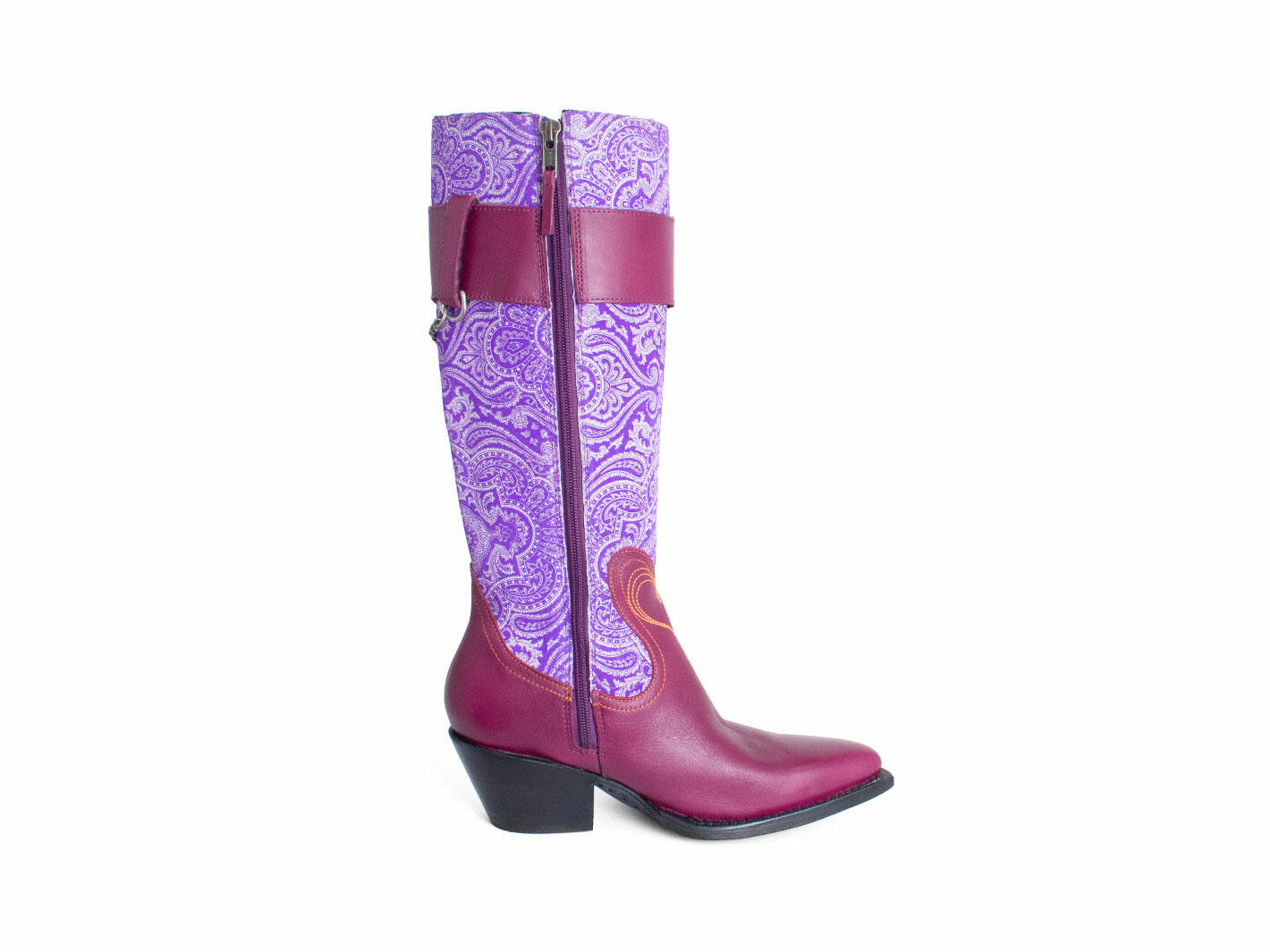 Kay Purple Paisley Tall Western Boots: Profile inside