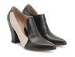 Kendra Black & Beige Pointed-Toe Leather Heels: Quarter view