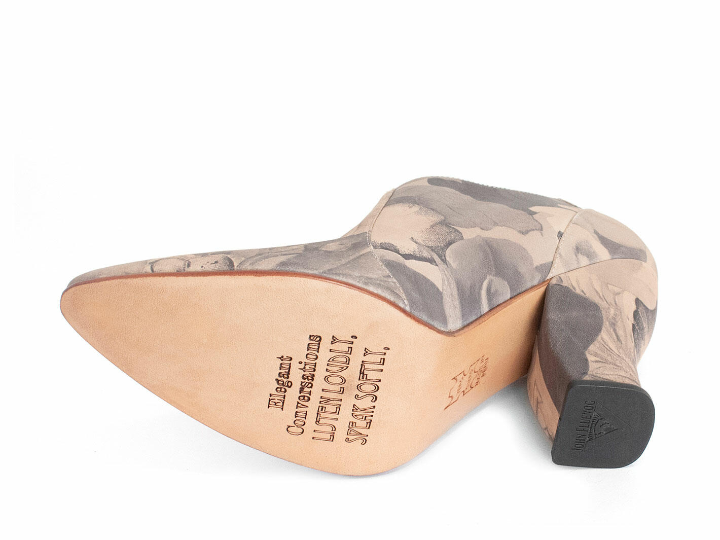 Kendra gris floral Bout Pointu Talon de Cuir: Sole