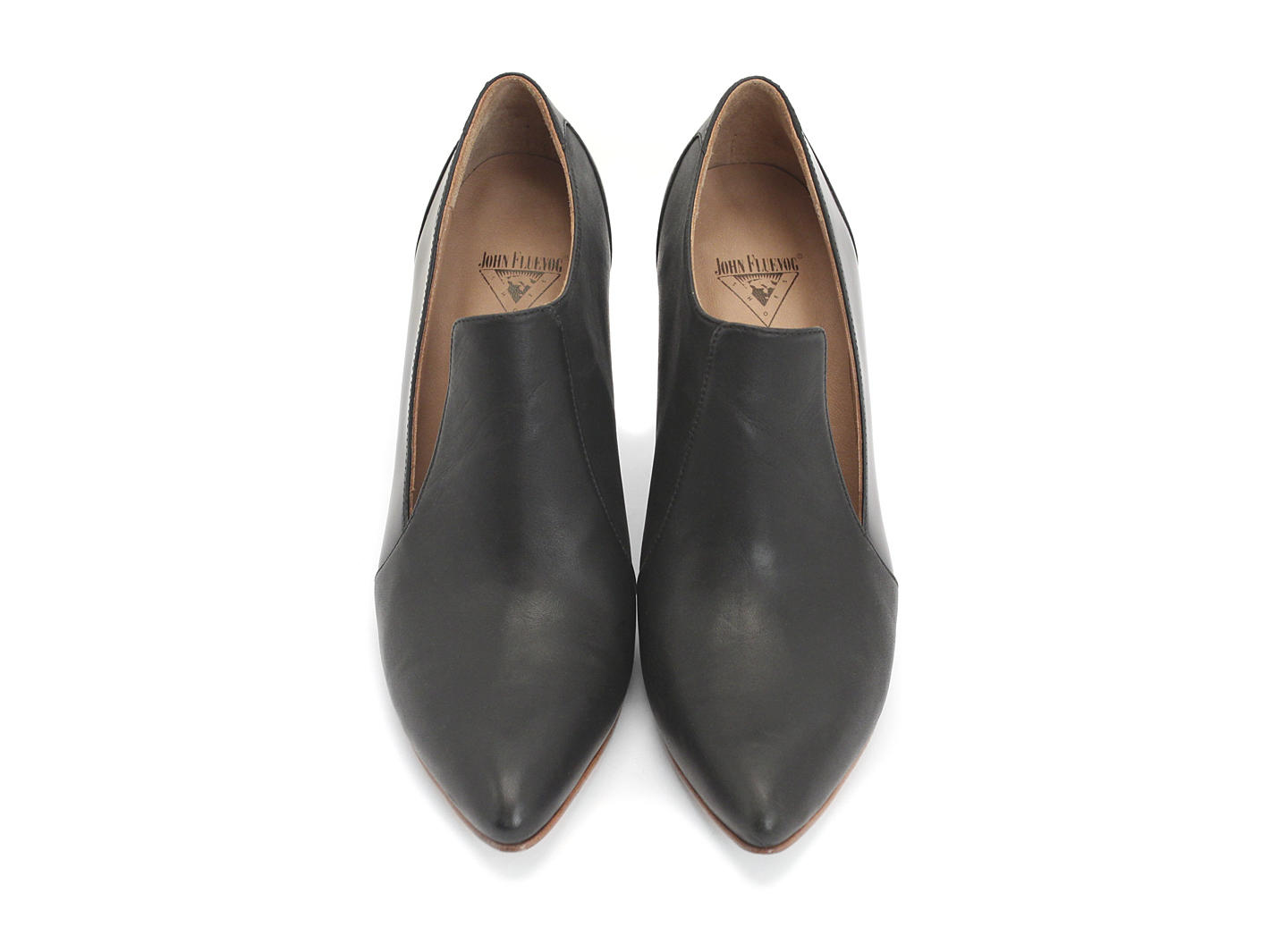 Kendra Noir Bout Pointu Talon de Cuir
