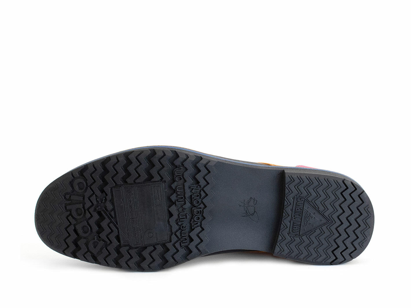 Kenn Black/Orange/Pink Contrast Derby Shoes: Sole