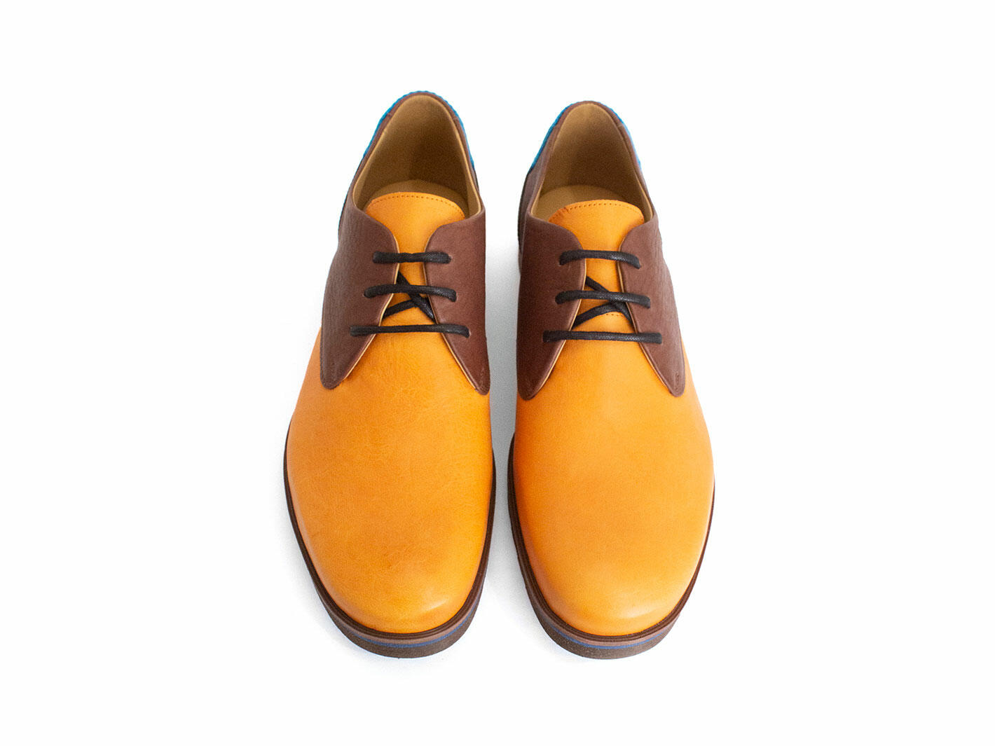 Kenn Orange/Brown/Black Contrast Derby Shoes: Front