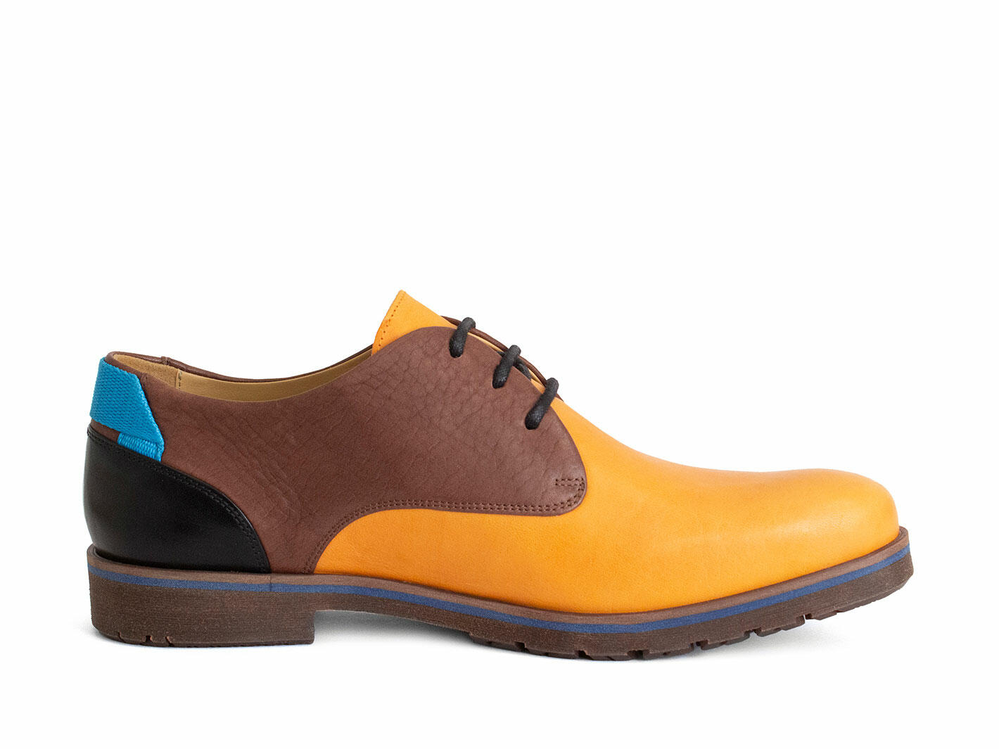 Kenn Orange/Brown/Black Contrast Derby Shoes: Profile inside