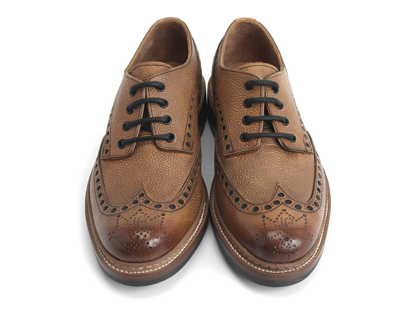 Kennedy Tan Brogued lace-up derby wingtip: Front