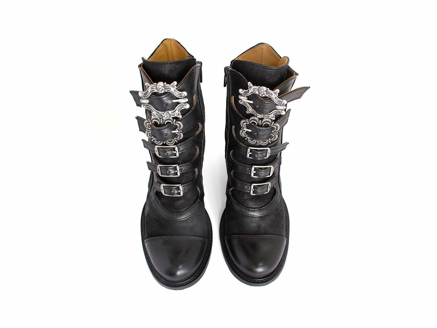 Lakewood Black Buckled Ankle Boots: Front