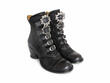 Lakewood Black Buckled Ankle Boots: Quarter view