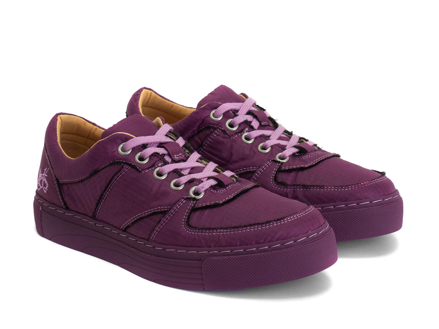 Leeside Purple Vegan Lace-Up Sneakers: Quarter view