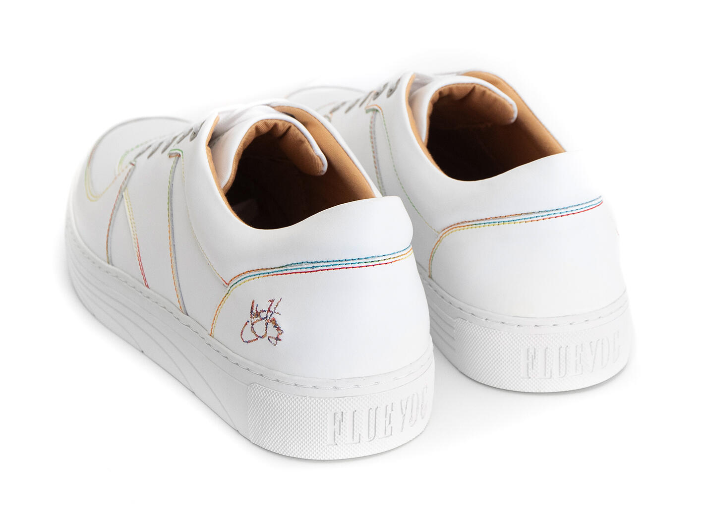 Leeside White Lace-Up Sneakers: Back