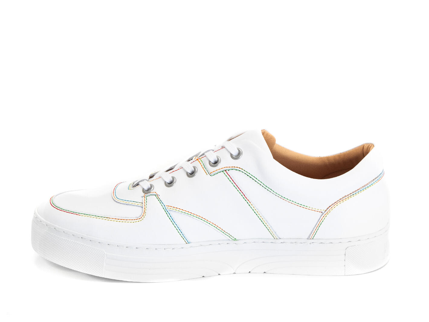 Leeside White Lace-Up Sneakers: Profile inside