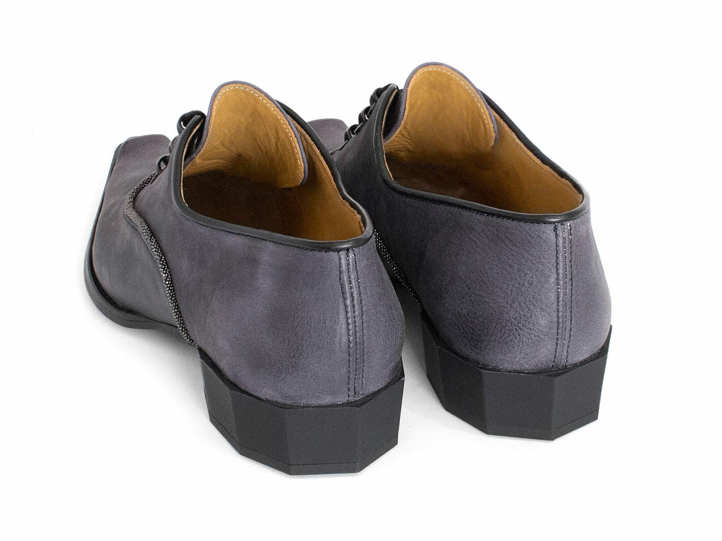 Lestat Slate Bumped-Toe Lace-Up Shoes: Back