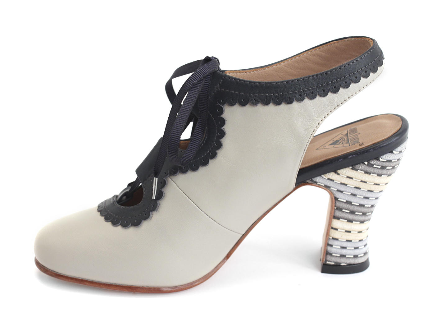 Levitation Gris Slingback with scalloped trim: Profile inside