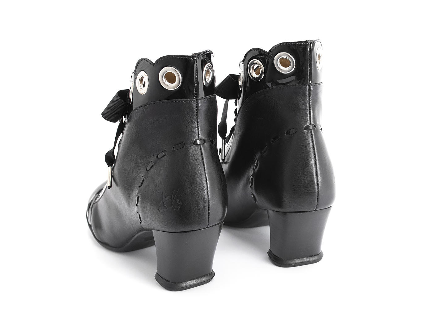 Licia black Scalloped ankle boot: Back