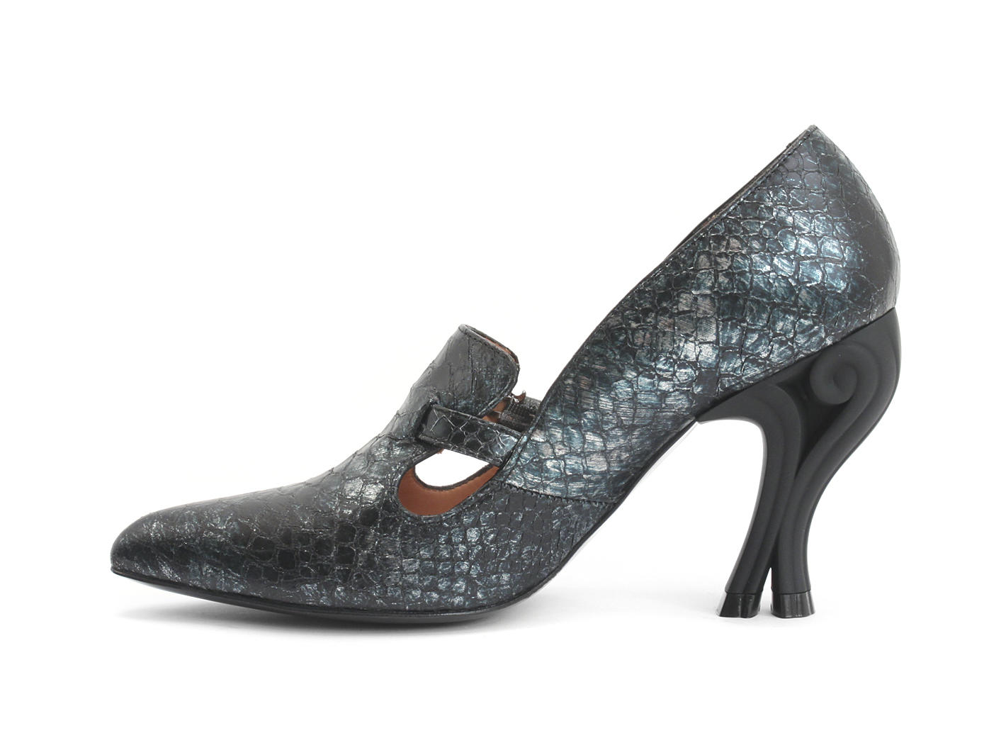 Linda Clayton Bleu serpent Buckled Loafer Heel: Profile inside