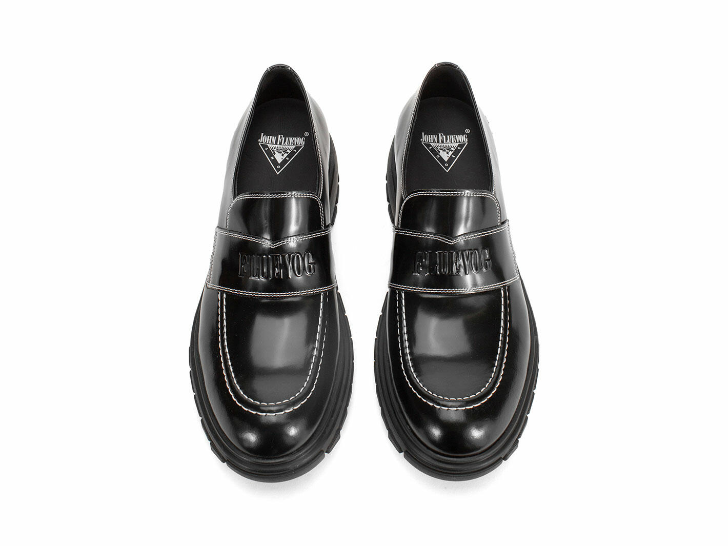 Linggo Noir Flâneur en cuir à logo: Front