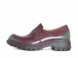Linggo Purple/Green Leather Loafers with Rubber Soles: Profile outside