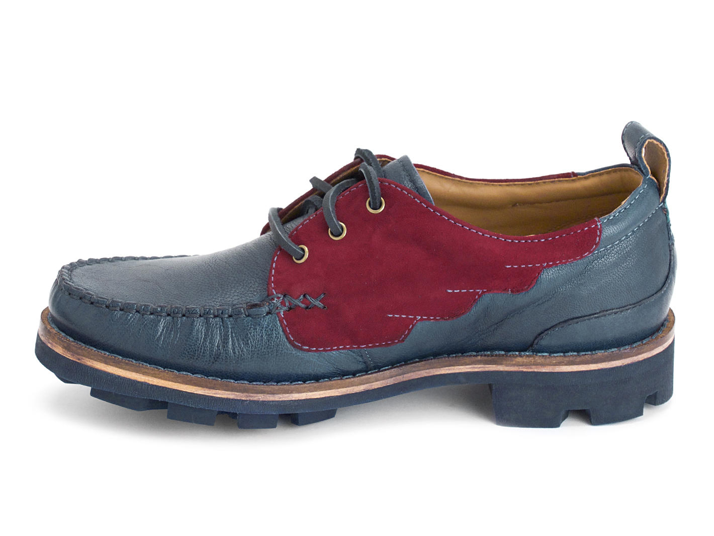 Little Wing Blue Boat shoe with wings: Profile inside