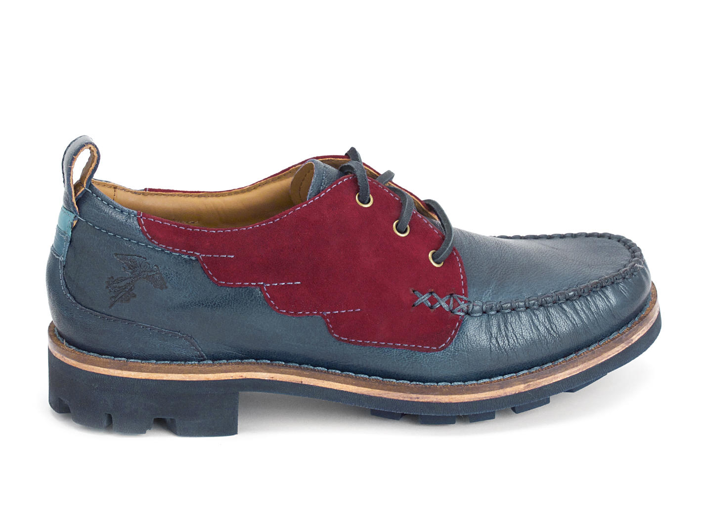 Little Wing Blue Boat shoe with wings: Profile outside
