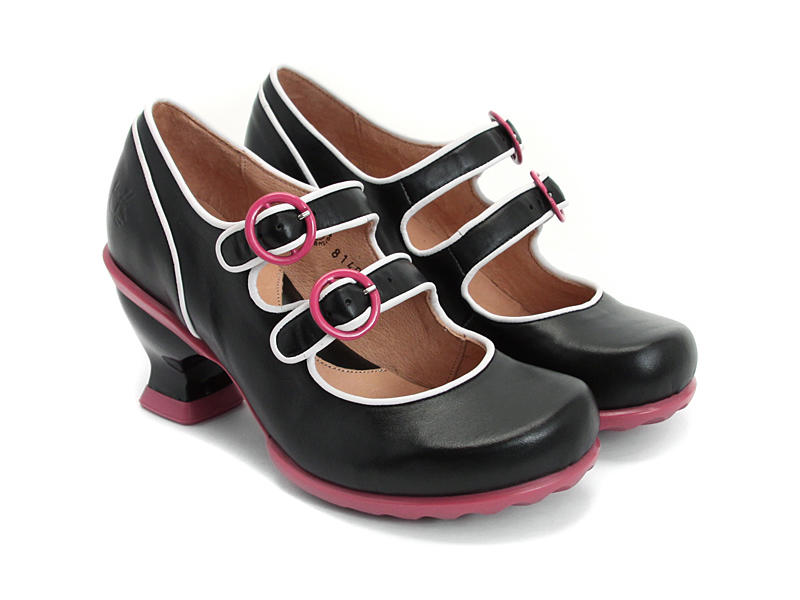 Liz Black Double Buckle Mary Jane Heel