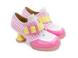 Lolly Pink/Yellow Contrast Buckle Shoes: Quarter view