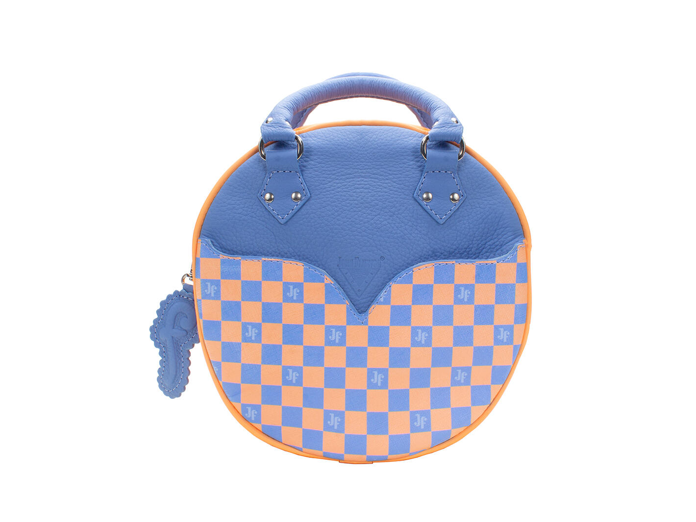 Lucy Bleu/Orange Sac rond en cuir