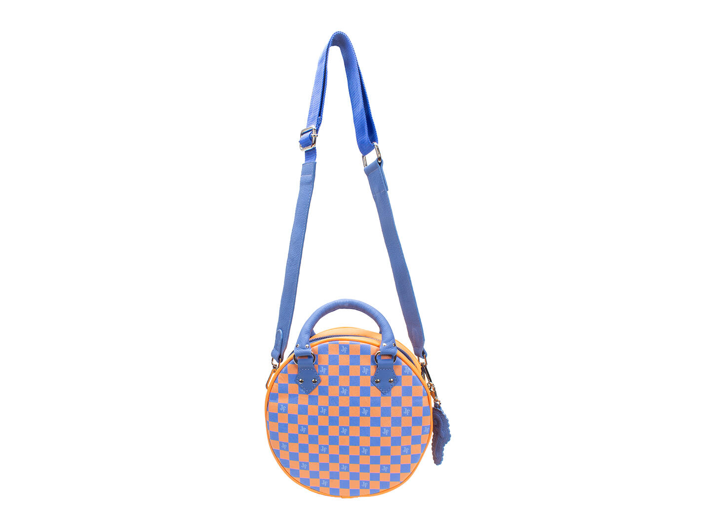 Lucy Bleu/Orange Sac rond en cuir