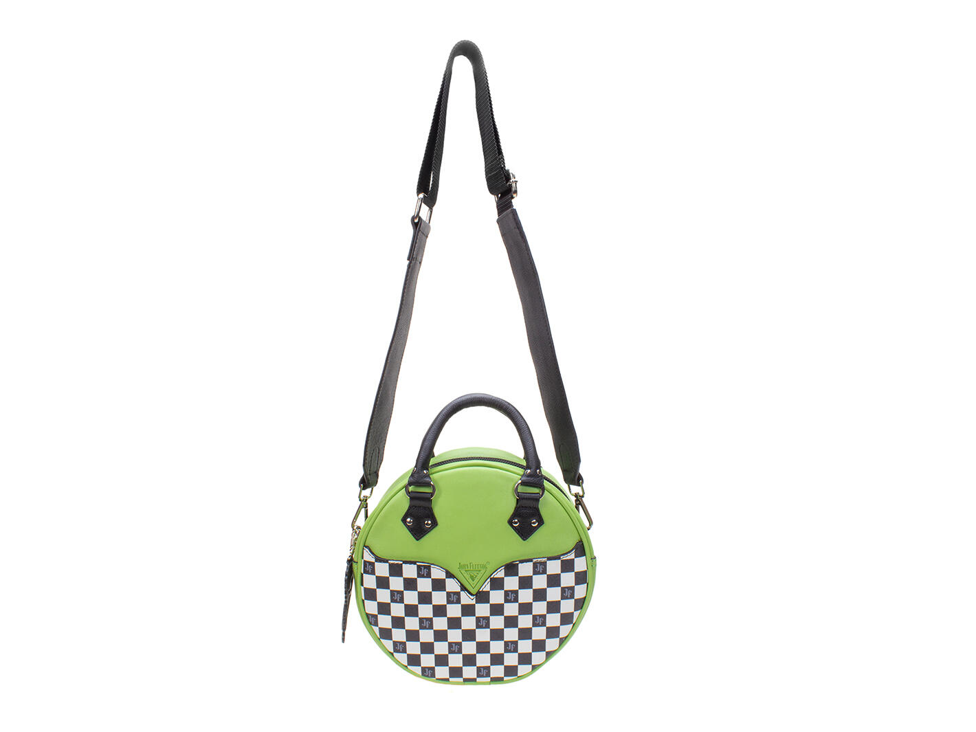 Lucy Green/Check Round leather bag