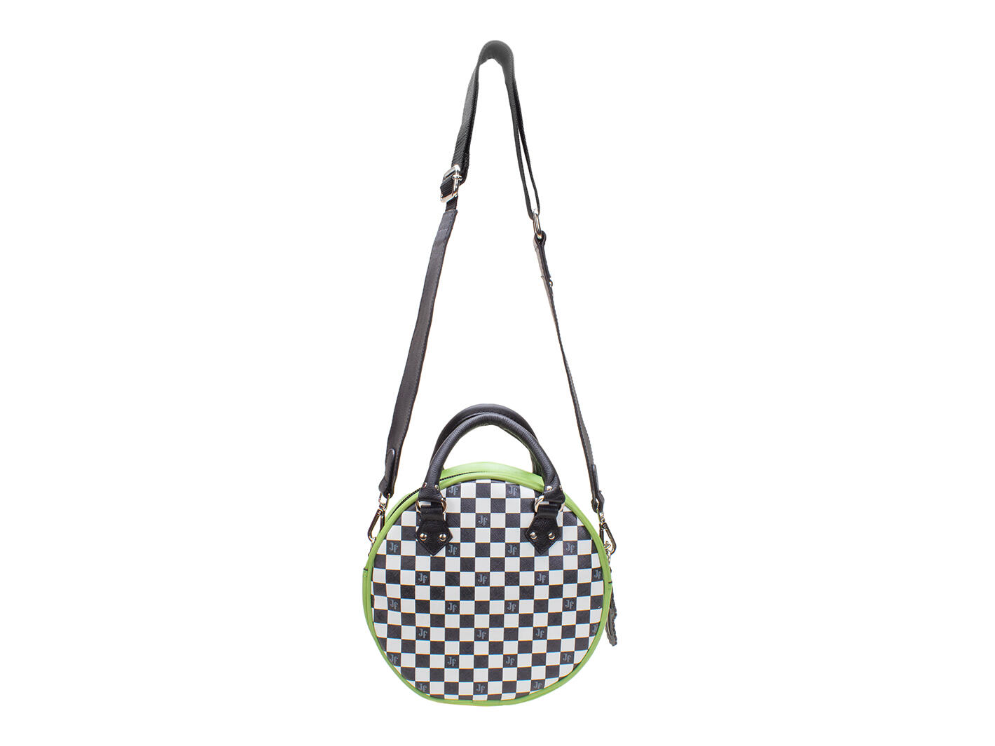 Lucy Green/Check Round leather bag