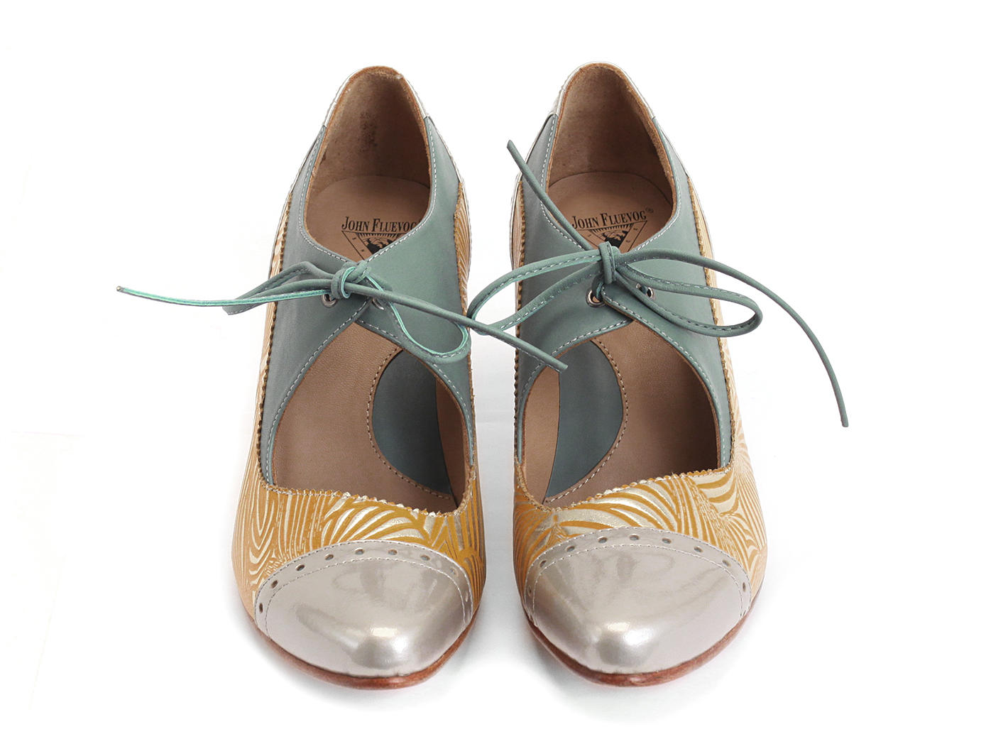 Lyra Jaune & bleu Escarpin à lacet avec perforations: Front