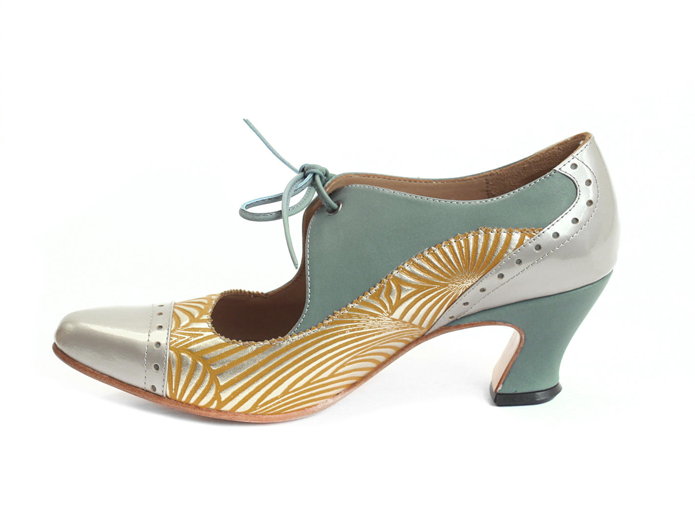 Lyra Jaune & bleu Escarpin à lacet avec perforations: Profile inside