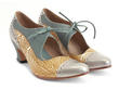 Lyra Jaune & bleu Escarpin à lacet avec perforations: Quarter view
