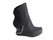 Maleika Black Studded wedge ankle boots: Profile outside