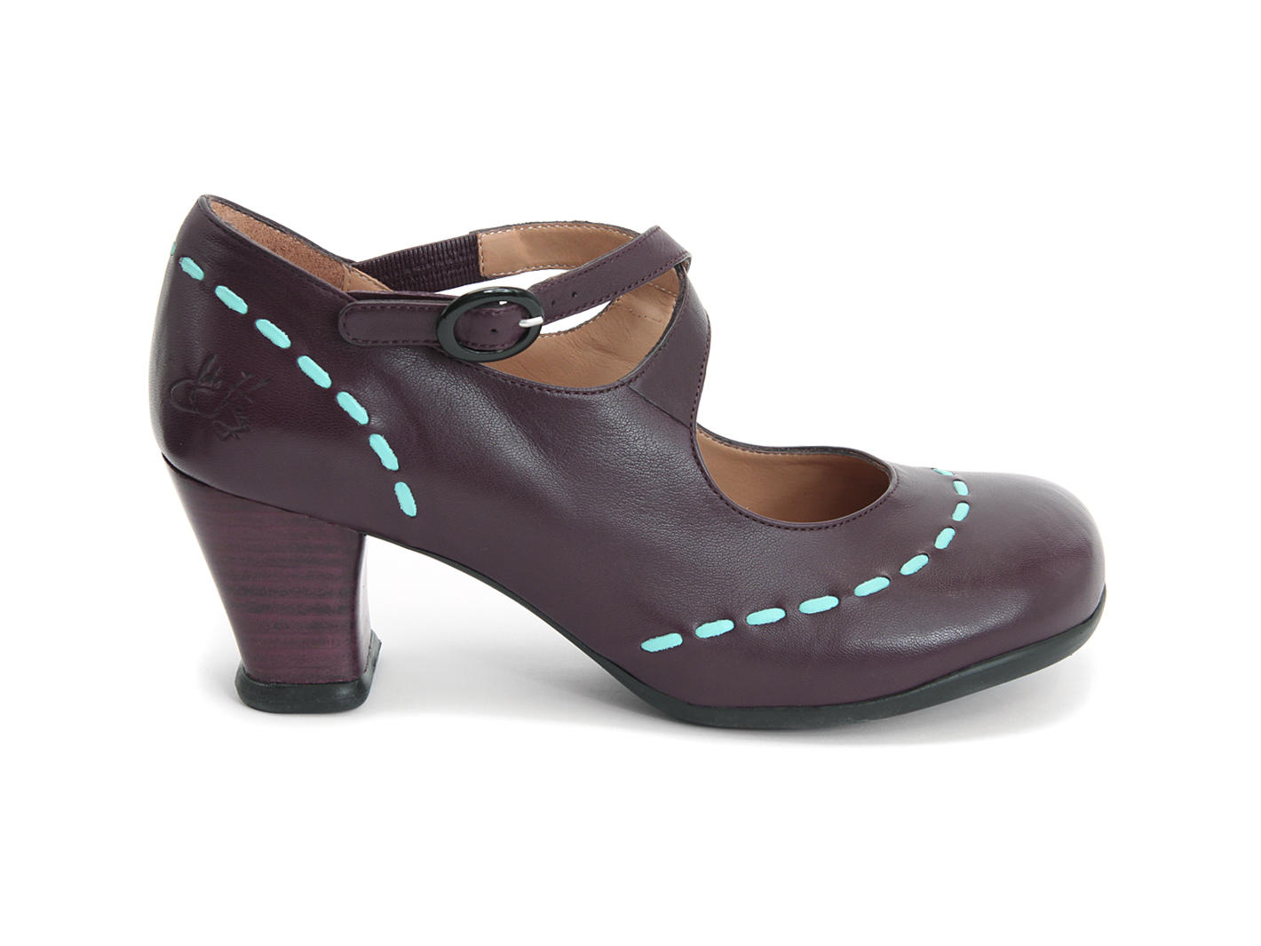 Malibran Dark Purple Criss-Crossed Mary Jane Heels: Profile inside