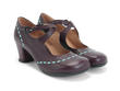 Malibran Dark Purple Criss-Crossed Mary Jane Heels: Quarter view