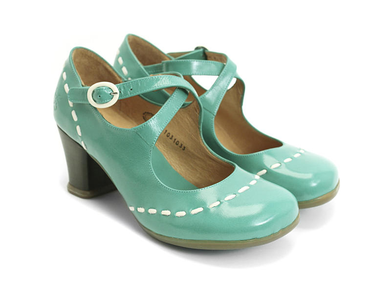Malibran Turquoise Talon Charles IX à courroies croisées