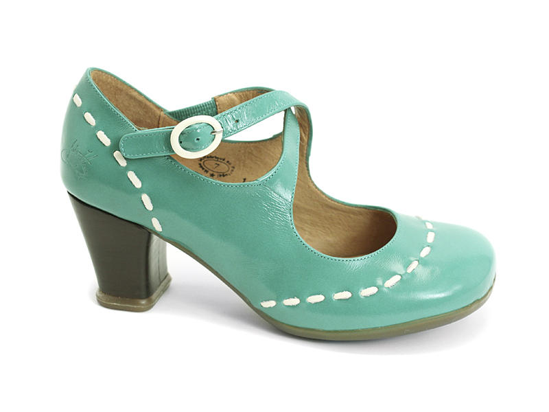 Malibran Turquoise Talon Charles IX à courroies croisées