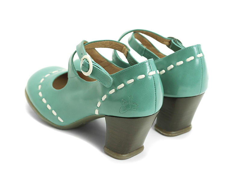Malibran Turquoise Talon Charles IX à courroies croisées