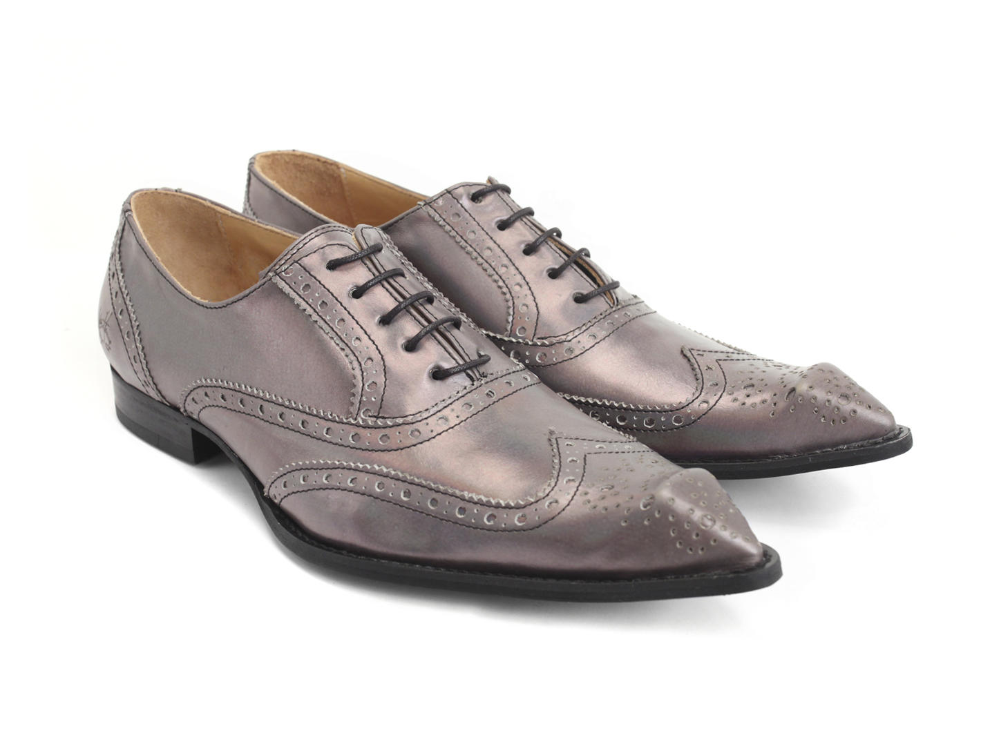 Malvern Silver Bumped toe brogue: Quarter view