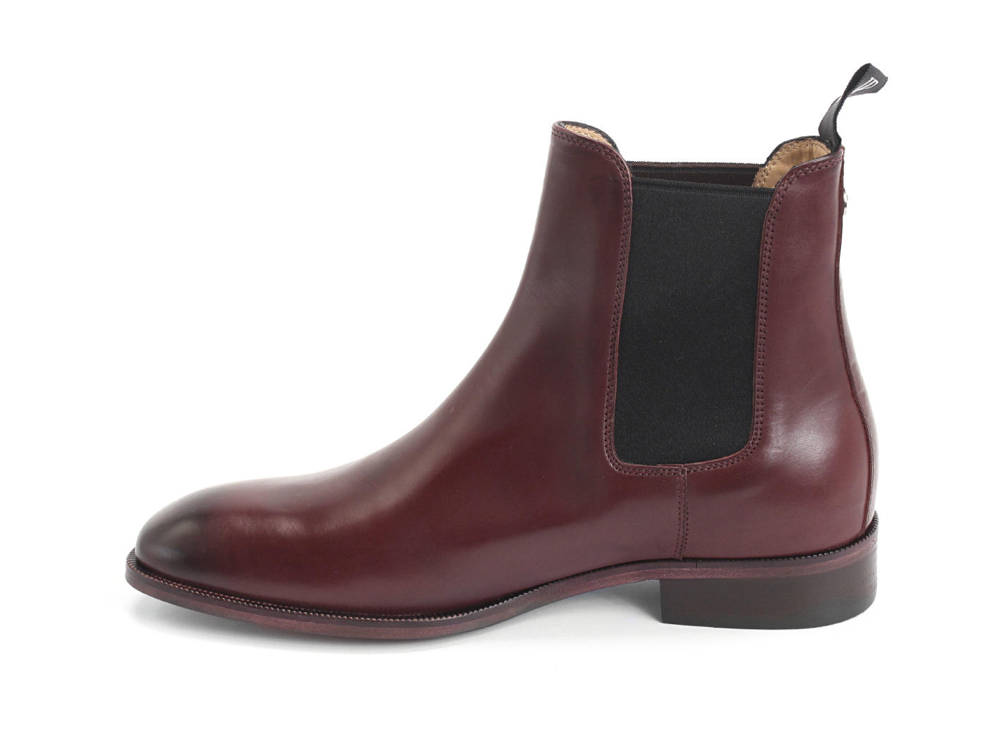 Mariana Burgundy Flat chelsea boot: Profile inside