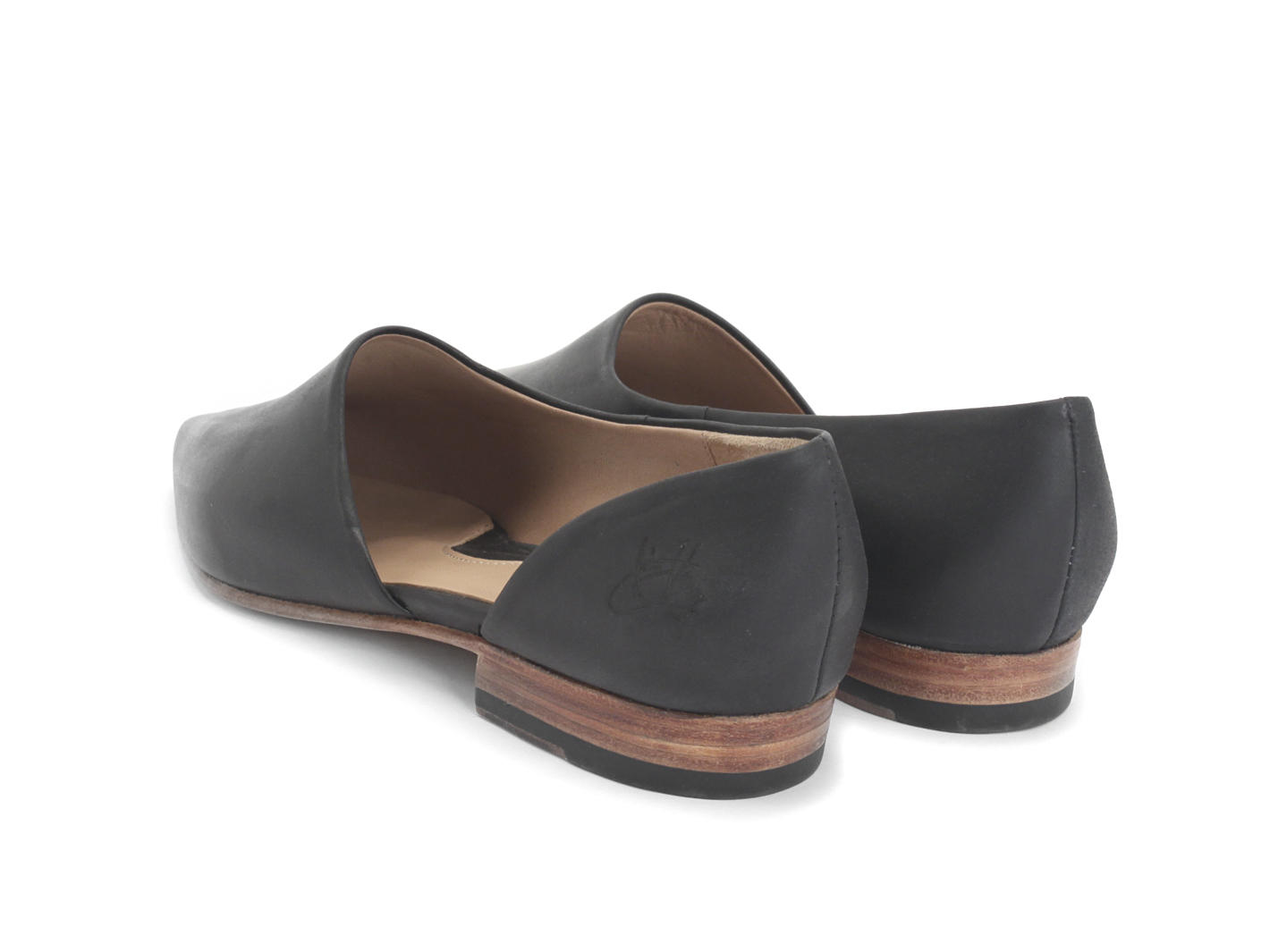 Marina Black Pointed D'Orsay Leather Flat: Back