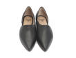 Marina Black Pointed D'Orsay Leather Flat: Front