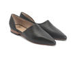 Marina Black Pointed D'Orsay Leather Flat: Quarter view