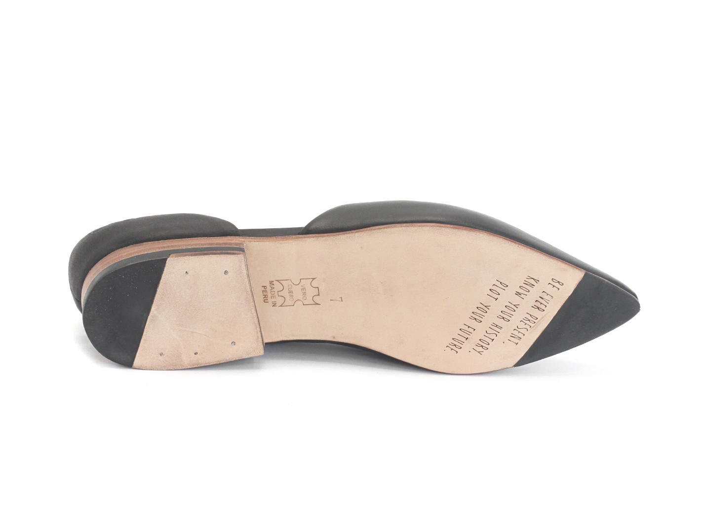 Marina Black Pointed D'Orsay Leather Flat: Sole